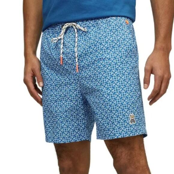 Psycho Bunny L Mens Swim Trunks Shorts Mens Bluefish Geometric 7" Inseam - Picture 11 of 11